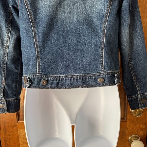 Style & Co Button Close Denim Jacket Petite Medium - Picture 14 of 16